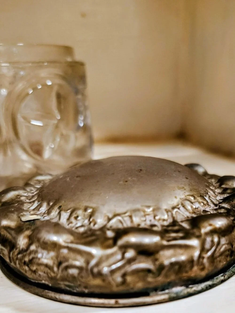 Antique 1880-1890 Ornate Cut Glass Jar With Silver Lid